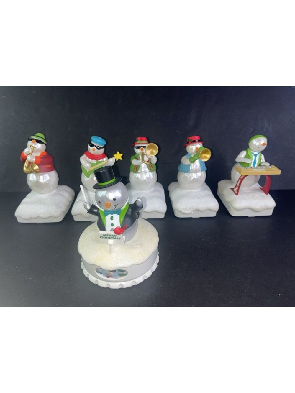 Hallmark Snowman Band Wireless Complete Set Trombone Tony + Conductor 6 Pieces